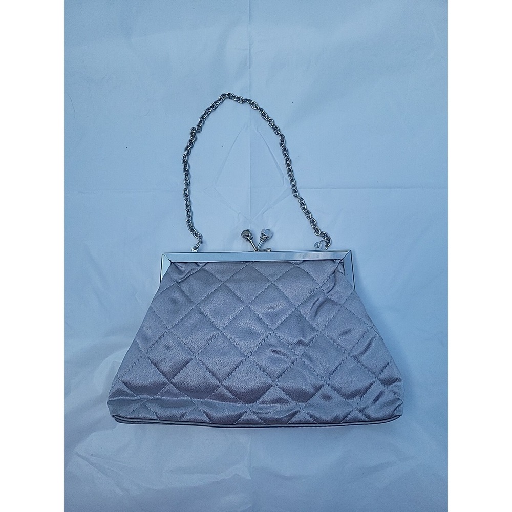 silver quilted dressy clutch‎ with 2 strap options